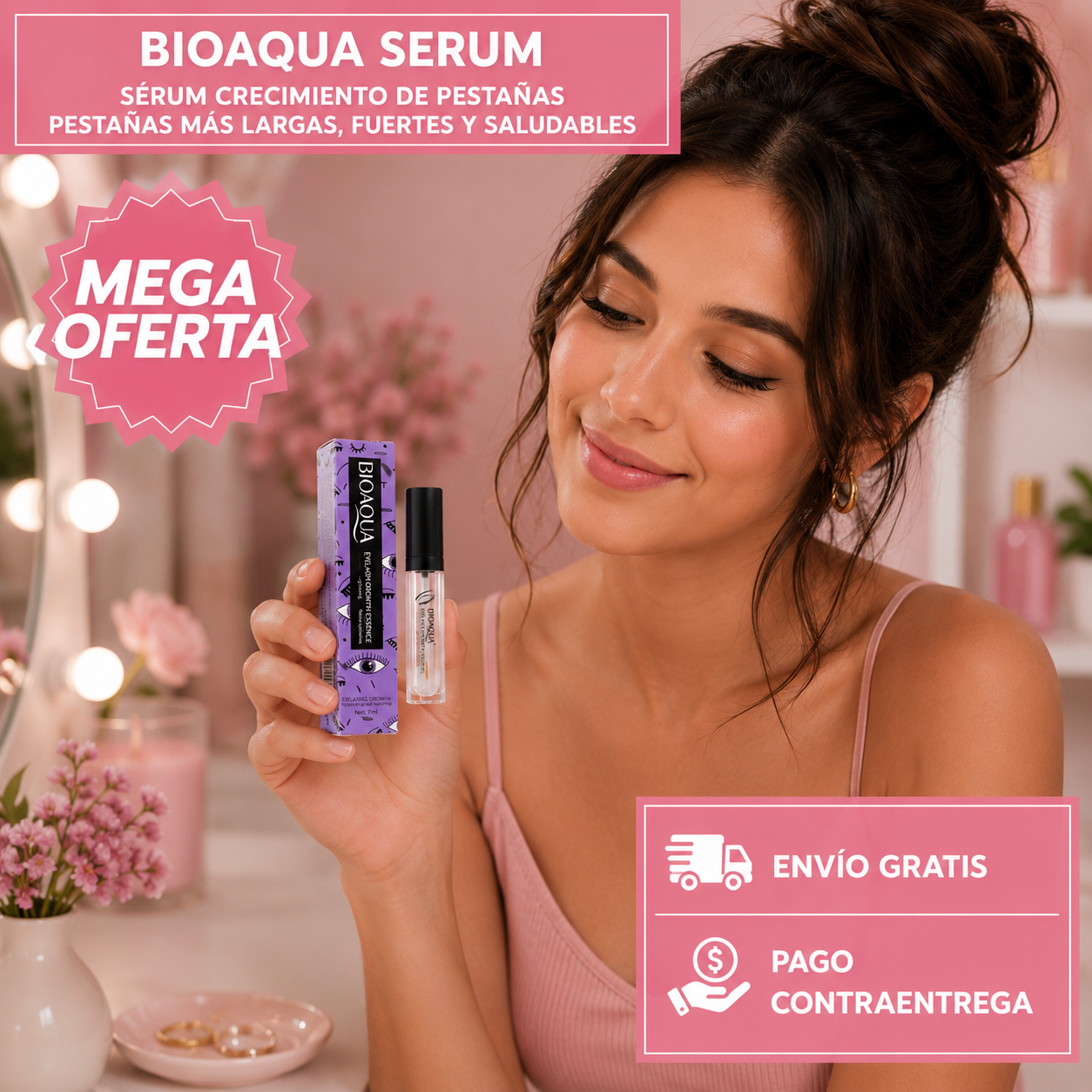 BIOAQUA SERUM CRECIMIENTO DE PESTAÑAS: Realza tu mirada naturalmente.
