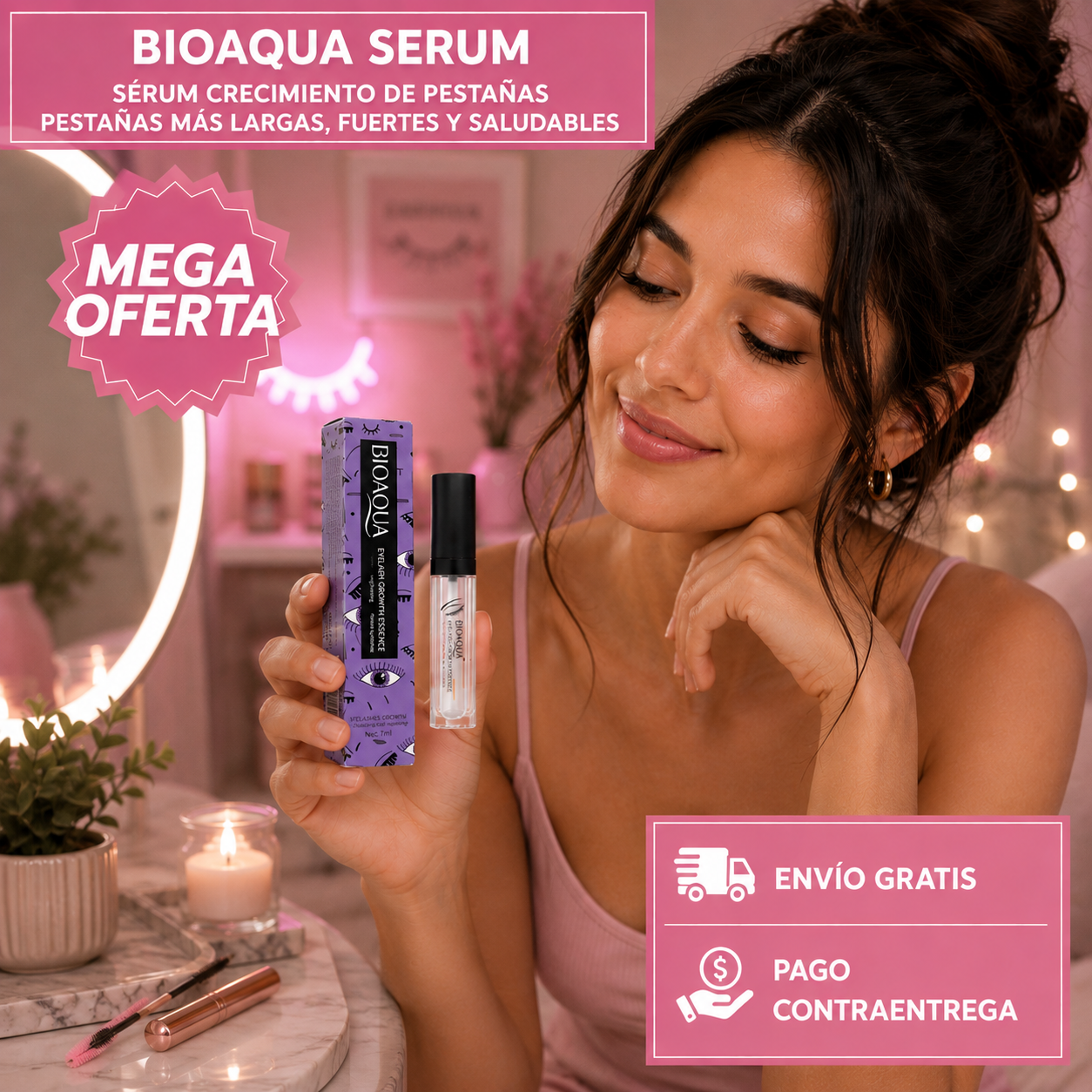 BIOAQUA SERUM CRECIMIENTO DE PESTAÑAS: Realza tu mirada naturalmente.