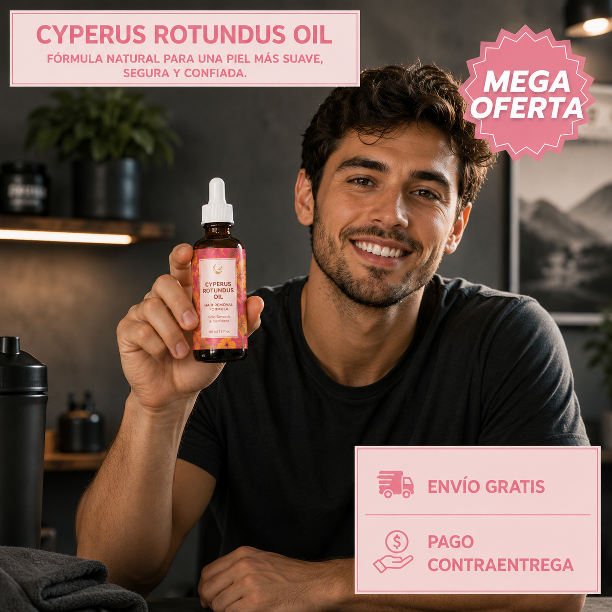 CYPERUS ROTUNDUS OIL: Favorece menos crecimiento del vello.