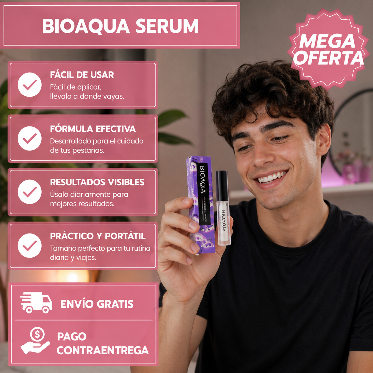 BIOAQUA SERUM CRECIMIENTO DE PESTAÑAS: Realza tu mirada naturalmente.