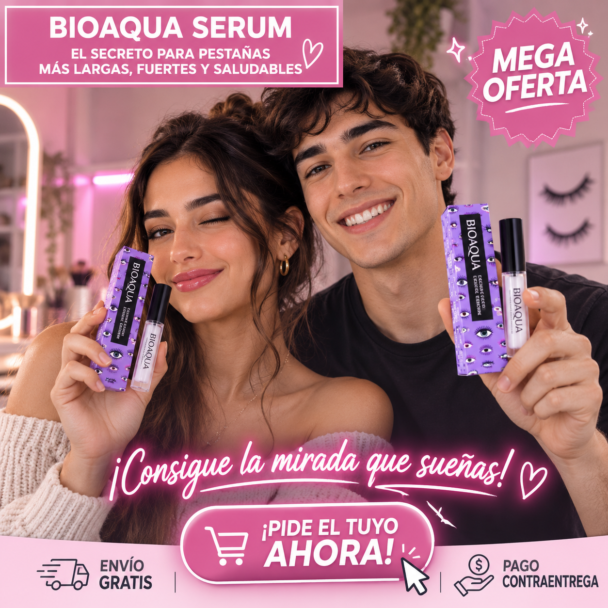 BIOAQUA SERUM CRECIMIENTO DE PESTAÑAS: Realza tu mirada naturalmente.